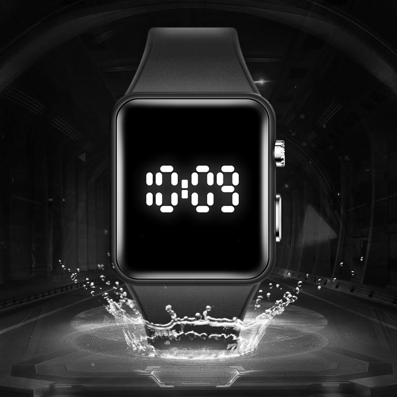 ساعت مچی ضدآب LED طرح اپل (تمام مشکی)