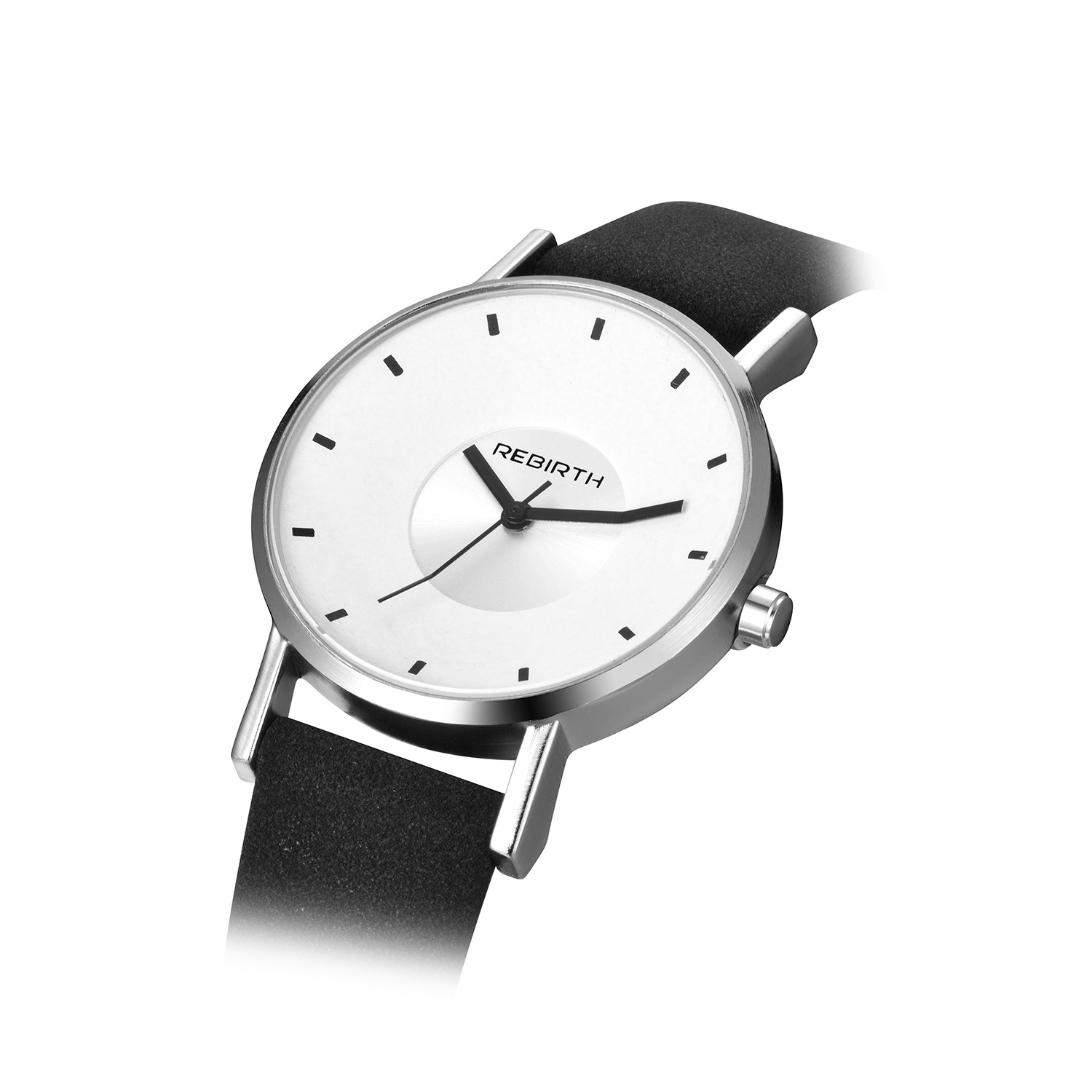 ساعت مچی سه بعدی Rebirth + دستبند طرح دمبل (مشکی- صفحه سفید)