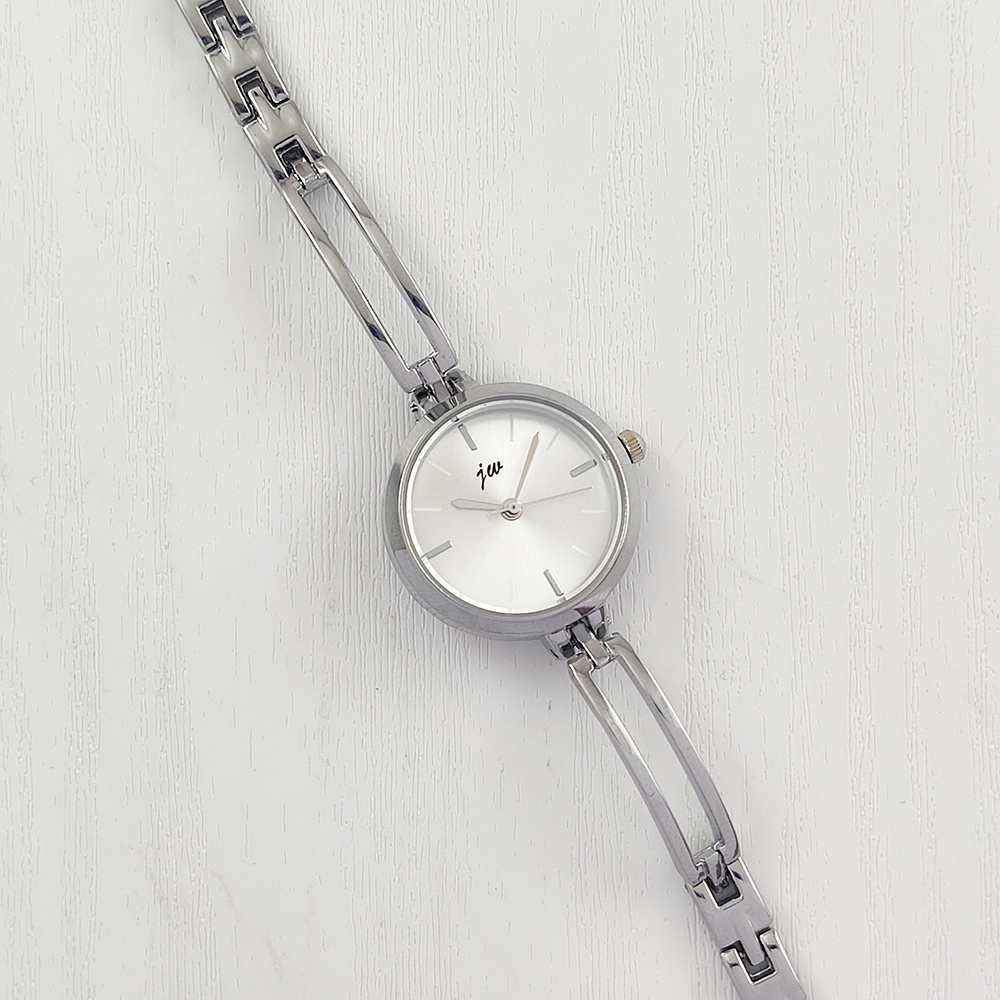 ساعت مچی ظریف زنانه فلزی jw (نقره‌ای صفحه سفید/ساده)