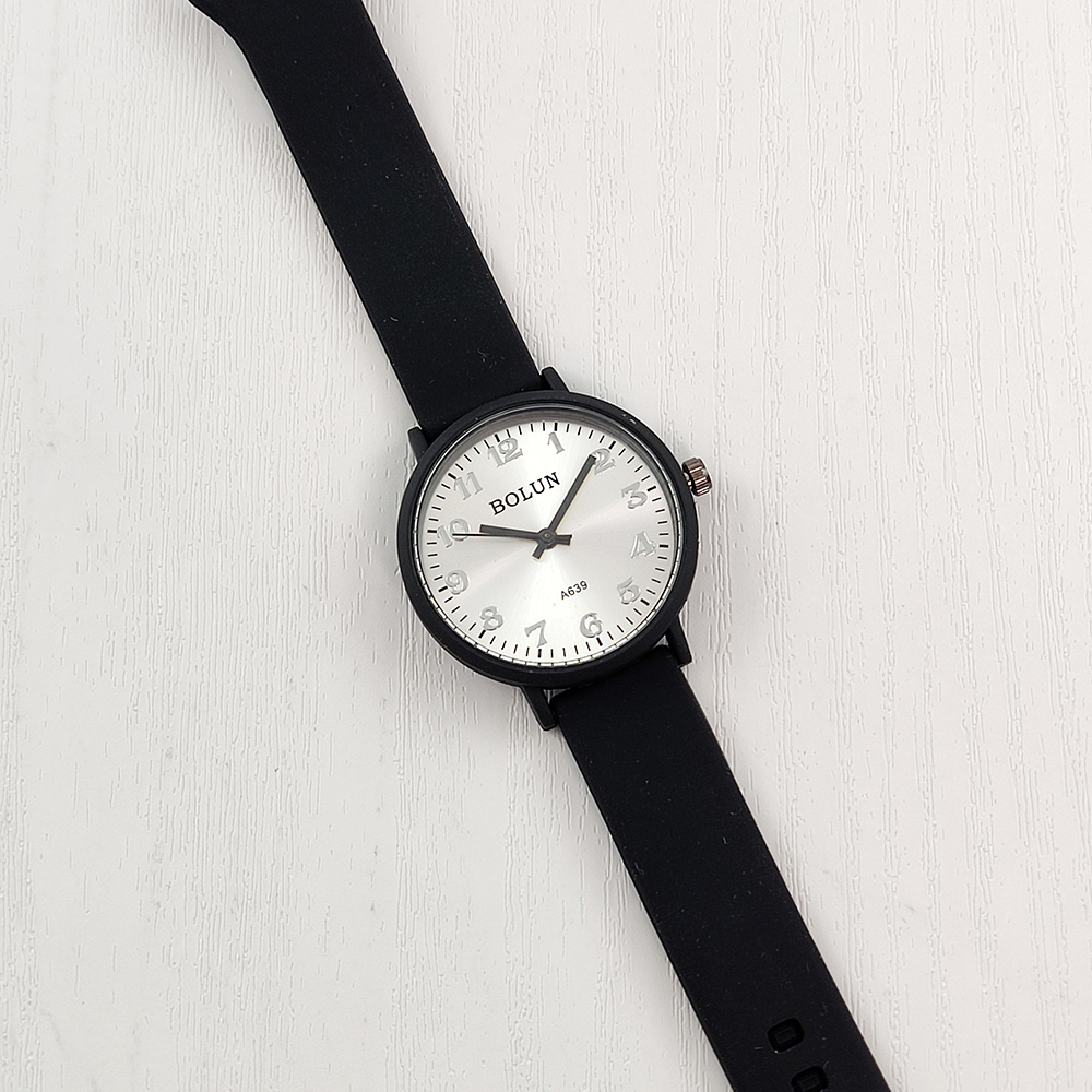 ساعت مچی طرح شاین Bolun + دستبند سیم تلفنی (مشکی/صفحه سیلور)