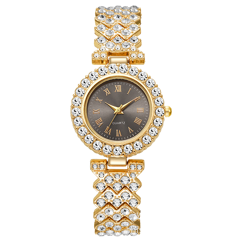 ساعت مچی لاکچری زنانه گرین + ست هدیه (طلایی / صفحه مشکی)