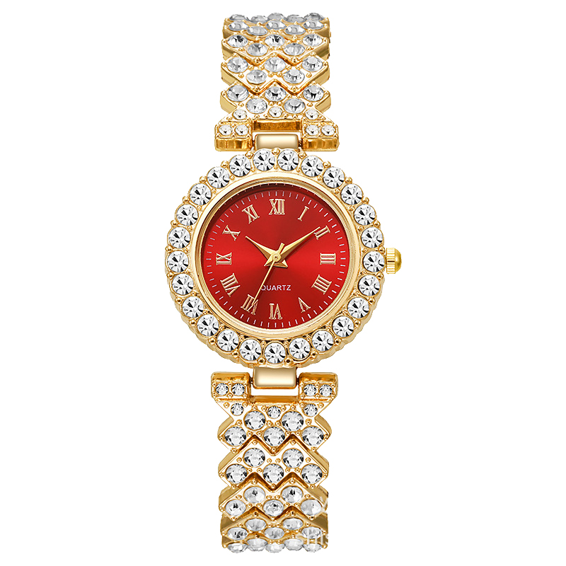 ساعت مچی لاکچری زنانه گرین + ست هدیه (طلایی / صفحه قرمز)