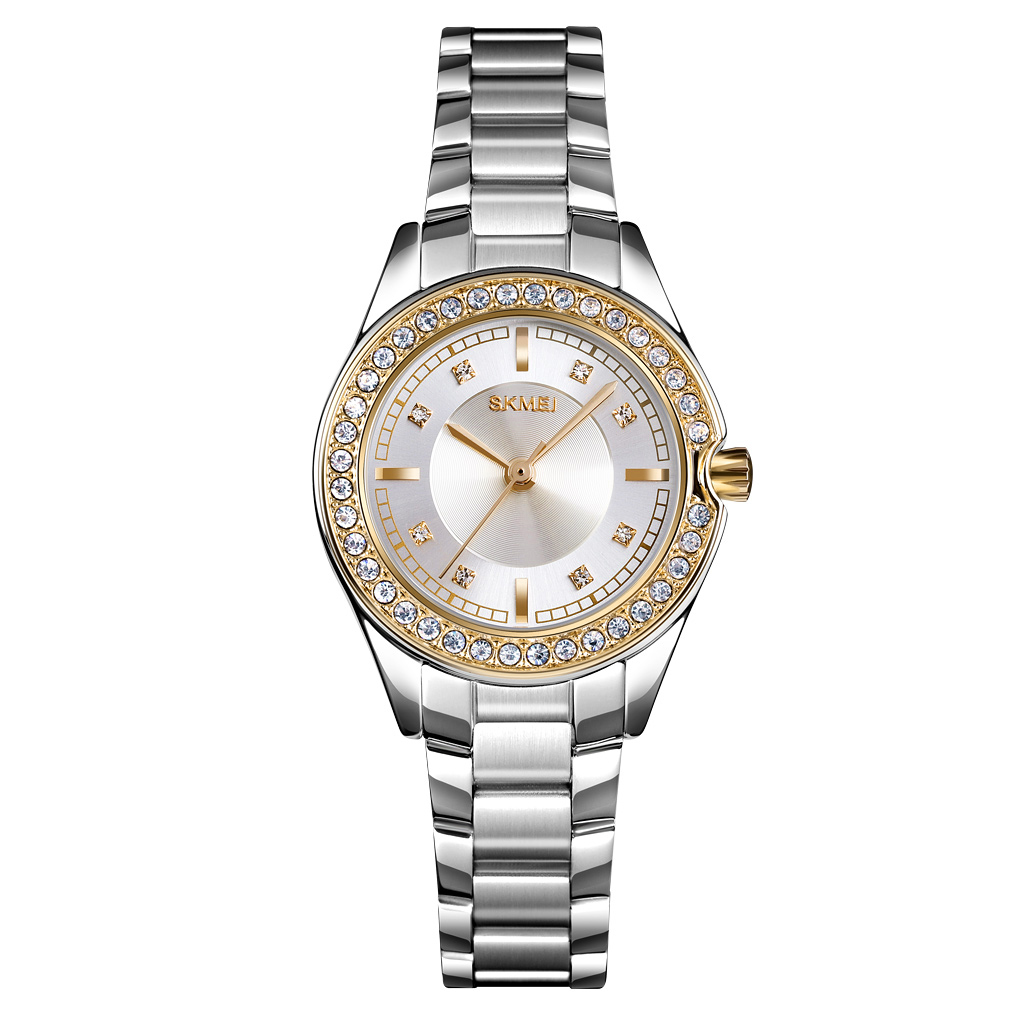 ساعت مچی زنانه نگیندار استیل مدل 1534 skmei (طلایی/نقره‌ای)