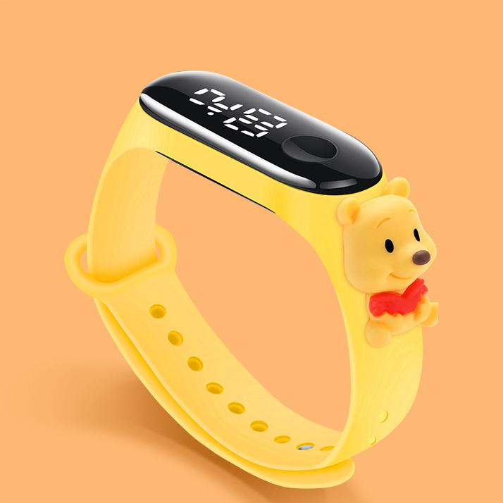 ساعت مچی ضدآب تاچ LED (طرح Pooh زرد)