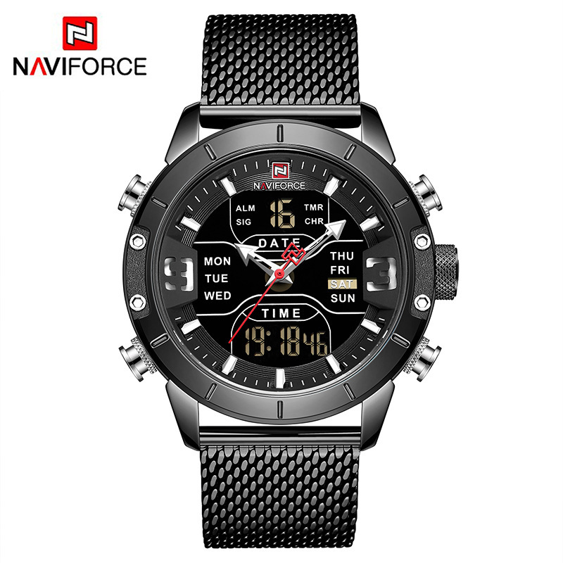 ساعت مچی بند حصیری دوزمانه مردانه naviforce مدل NF9153