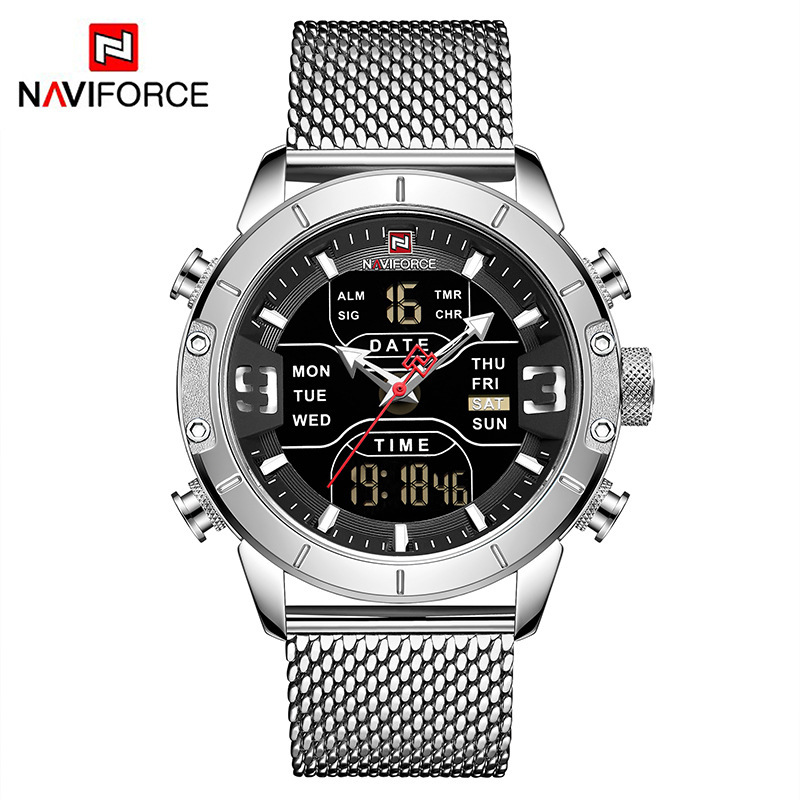 ساعت مچی بند حصیری دوزمانه مردانه naviforce مدل NF9153