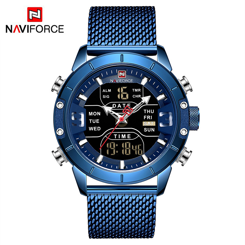 ساعت مچی بند حصیری دوزمانه مردانه naviforce مدل NF9153