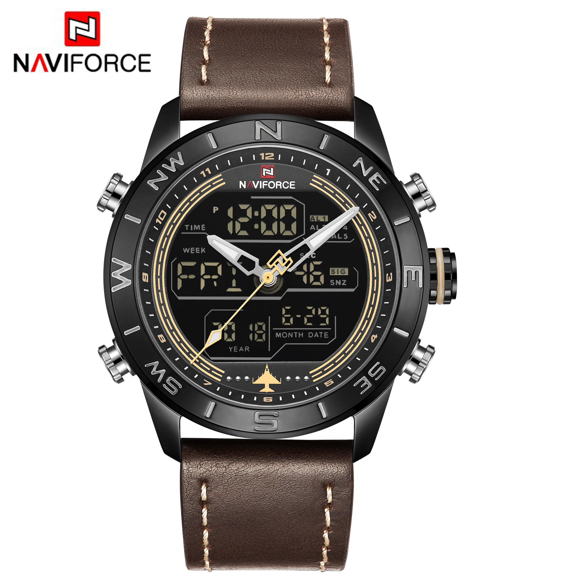 ساعت مچی دوزمانه مردانه خلبانی naviforce مدل NF9144