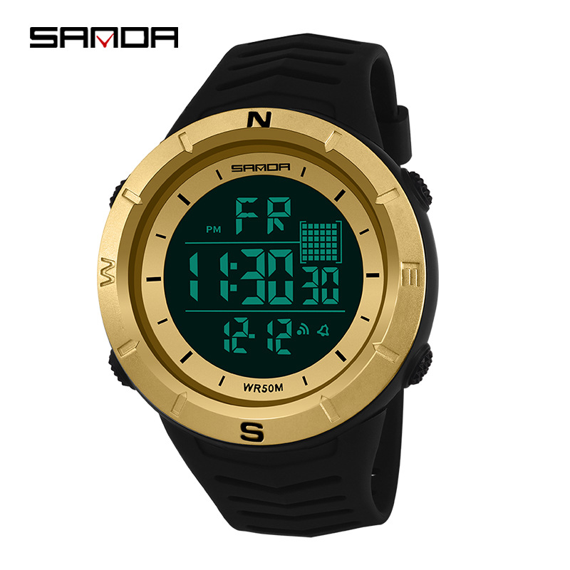 ساعت مچی اسپرت دیجیتال Sanda مدل 6001 (مشکی-طلایی)