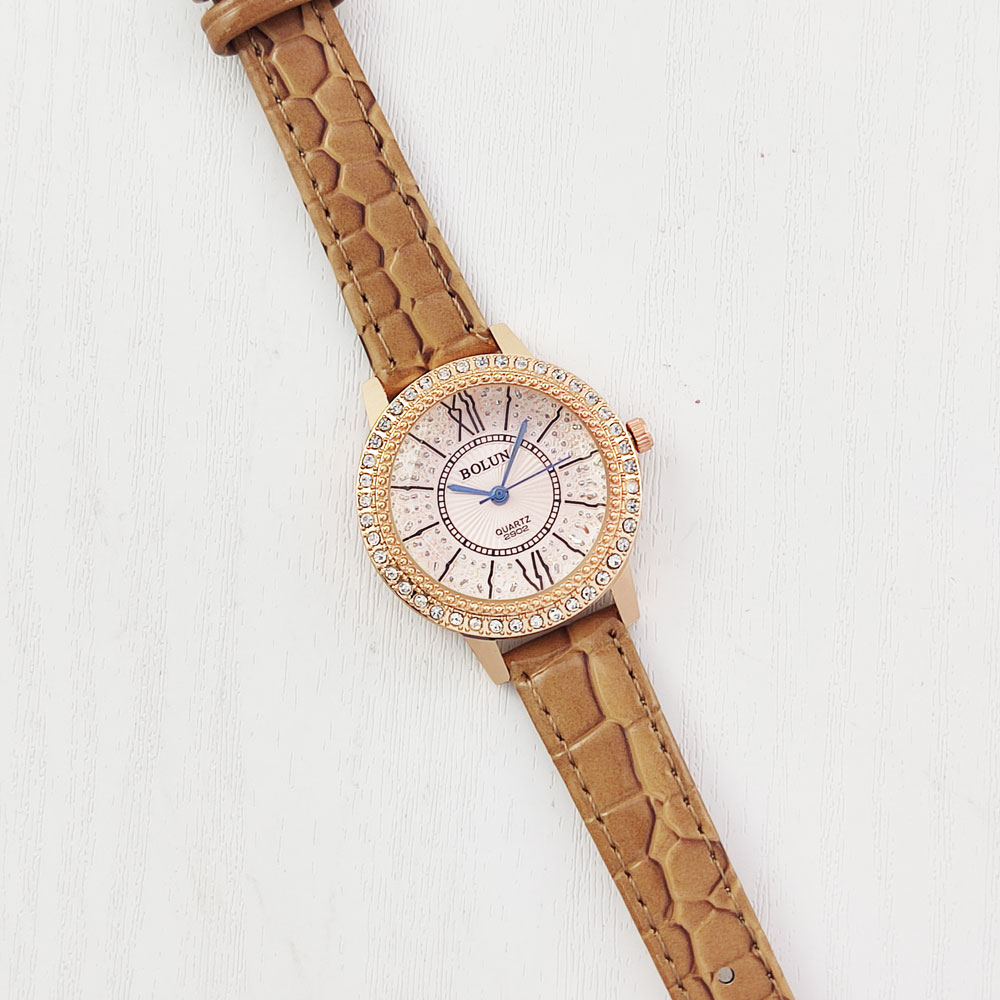 ساعت مچی دور نگین عدد رومی طرح Bolun (نسکافه ای)