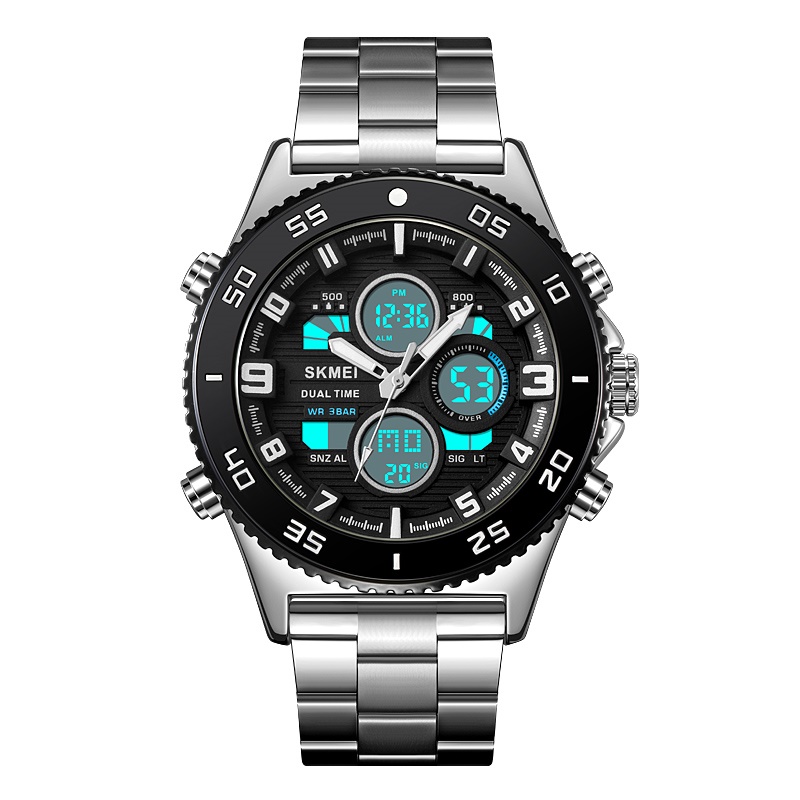 ساعت مچی مردانه دوزمانه مدل 2205 Skmei (نقره‌ای)