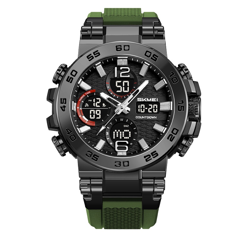ساعت مچی مردانه دوزمانه مدل 2499 Skmei (سبز ارتشی)